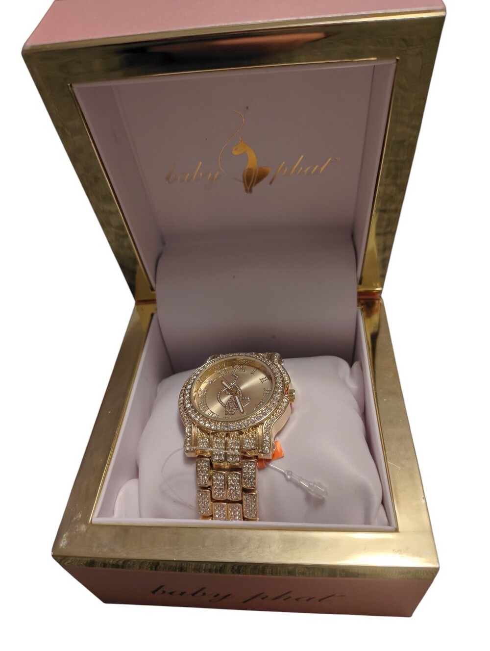 Baby Phat Gold Crystal Pavé Women's Watch, Rhinestone/Band, Gift Boxed,NWT